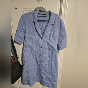 Everlane the shirtdress in linen blue small